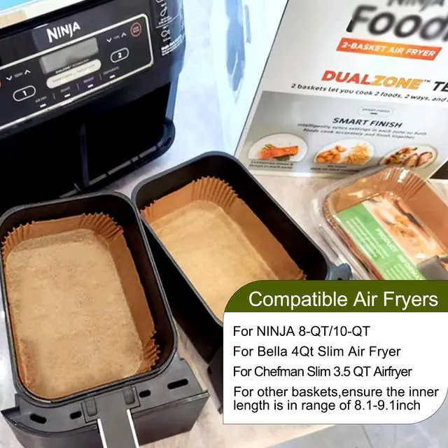 Alt view image 3 of 7 - Air Fryer Liners for bella 4Qt Slim Air Fryer, Bella Air Fryer Accessories, Parchment Paper Liners Disposable Rectangular for Ninja Foodi 2-Basket, Instant Pot Vortex Plus, PowerXL Vortex(100Pcs)