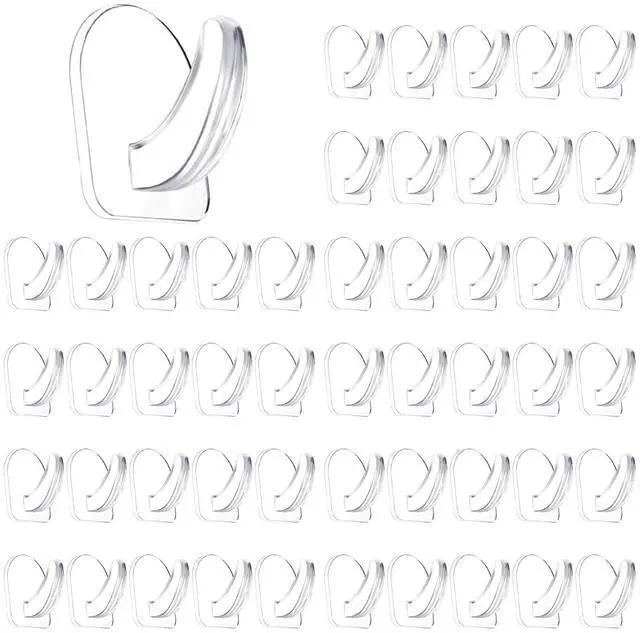 Main image of Traceless Clear Plastic Adhesive Hooks No Damage Transparent Reusable Seamless Hooks Sticky Hangers with Non Marking Sticker for Kitchen Bathroom Bedroom Office Wall3*2.4Cm/1.18*0.94Inches