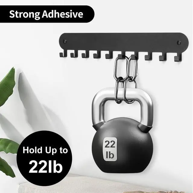 Alt view image 4 of 7 - Key Holder for Wall, Key Hooks with 10 Hooks, Black