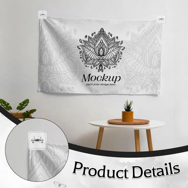 Alt view image 2 of 7 - 50 Pieces Self Adhesive Clips for Hanging Tapestry Hangers Wall Clips