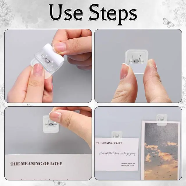 Alt view image 5 of 7 - 50 Pieces Self Adhesive Clips for Hanging Tapestry Hangers Wall Clips