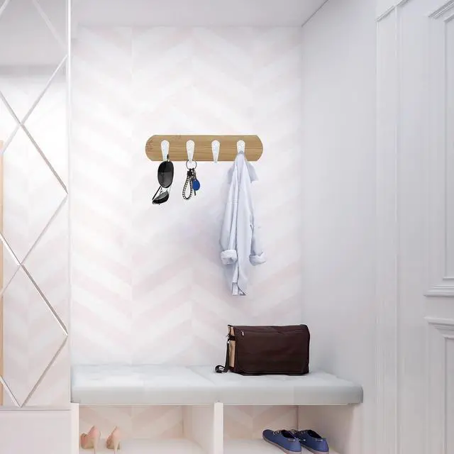 Alt view image 6 of 7 - Coat Hooks Wall Mounted White Single Prong Robe Hook