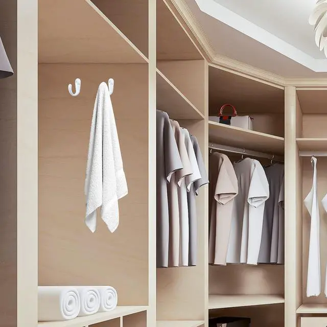 Alt view image 5 of 7 - Coat Hooks Wall Mounted White Single Prong Robe Hook