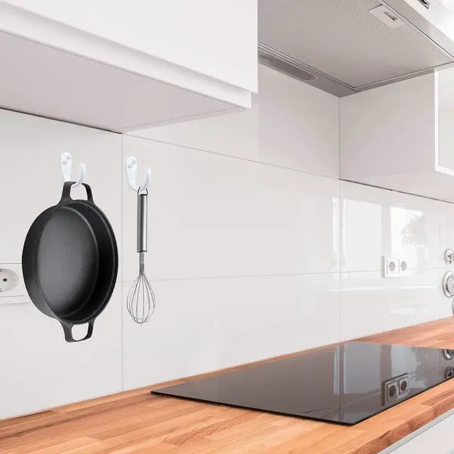 Alt view image 7 of 7 - Coat Hooks Wall Mounted White Single Prong Robe Hook