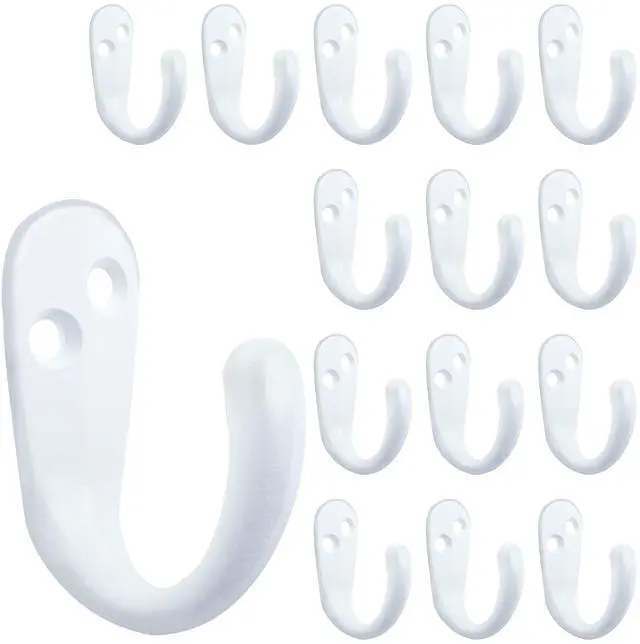 Main image of Coat Hooks Wall Mounted White Single Prong Robe Hook