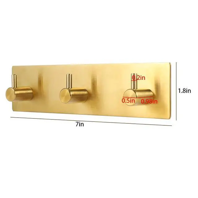 Alt view image 2 of 7 - Holder for Wall Decorative, Adhesive Stainless Steel Key Hooks, Key Hanger Key Organizer for Wall, Towel Hook Coat Hanger for Entryway Hallway Kitchen(Three Rows,Golden 1PCS)
