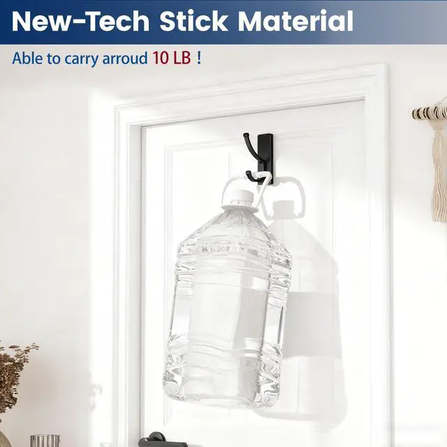 Alt view image 3 of 7 - Adhesive Wall Hooks with Strip - No Residue, Easy to Remove, Strong Heavy Duty Sticky Towel Hook, 4 Pack Black