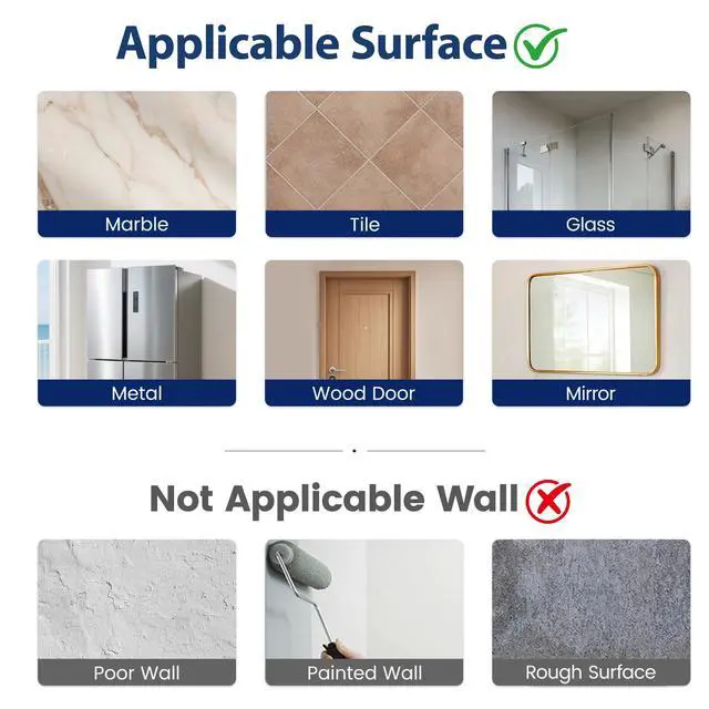 Alt view image 6 of 7 - Adhesive Wall Hooks with Strip - No Residue, Easy to Remove, Strong Heavy Duty Sticky Towel Hook, 4 Pack Black