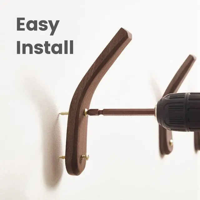 Alt view image 3 of 7 - Wood Hooks Wall Mounted Minimalist Natural Real Walnut (4 Pack)