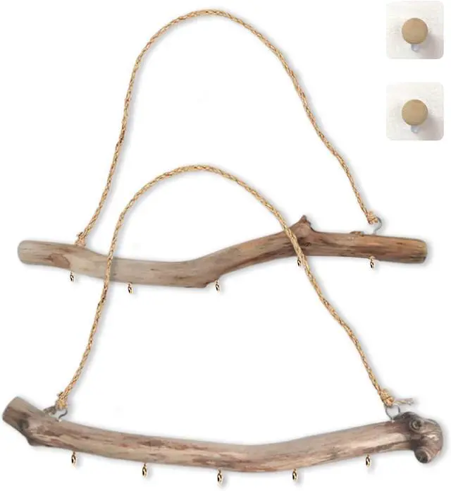Main image of Driftwood Wall Decor, 15 Inch Branch Jewelry Organizer, 5 Hooks