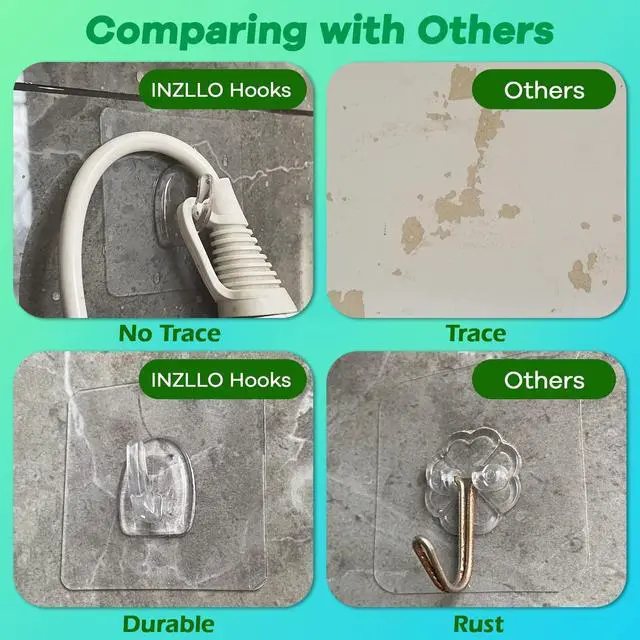 Alt view image 6 of 7 - Clear Adhesive Wall Hooks - Transparent Acrylic, Reusable & Non - Marking. Ideal for Kitchen, Bath, Bedroom & Office