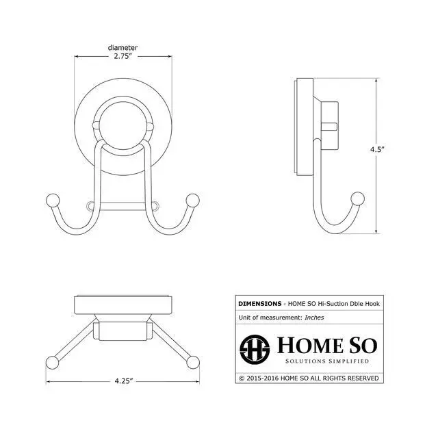 Alt view image 7 of 7 - Cup Hooks for Shower & Bathroom Towel Holder 2-Pack Suction Cups Hooks for Hanging Towels, Robes, & Coats - Tiles, Glass Door or Mirror Shower and Towel Hooks - Chrome, Stainless