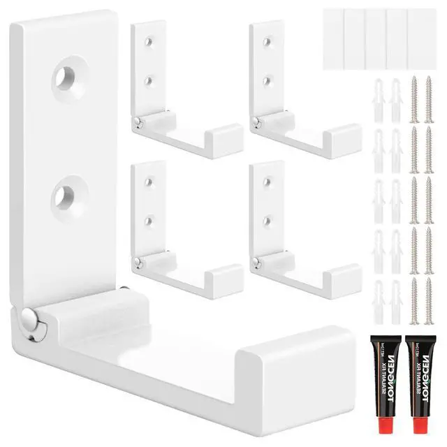 Main image of Folding Coat Hooks White Wall Hooks with Screws Aluminum Alloy Hook
