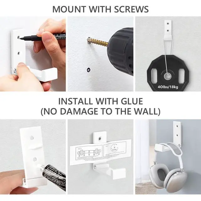 Alt view image 5 of 7 - Folding Coat Hooks White Wall Hooks with Screws Aluminum Alloy Hook
