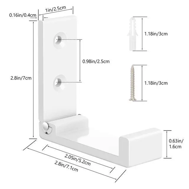 Alt view image 6 of 7 - Folding Coat Hooks White Wall Hooks with Screws Aluminum Alloy Hook