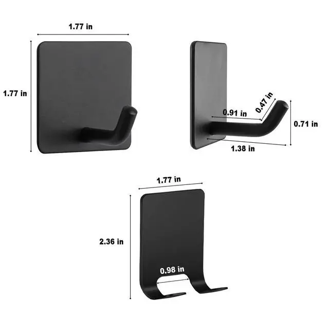 Alt view image 2 of 6 - Adhesive Hooks, 4 Pack Razor Holder for Shower and 4 Heavy Duty Waterproof Sticky Hooks for Hanging Towels, Loofah, Coat, Hat (Black)