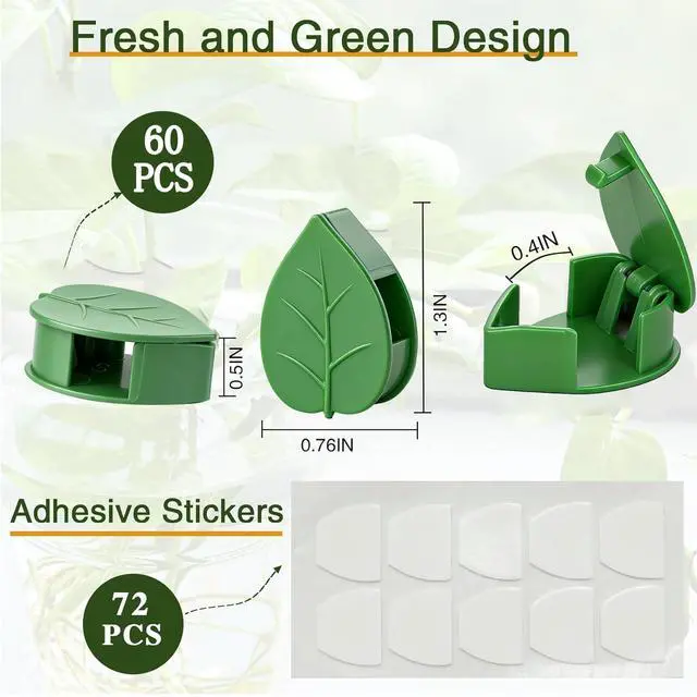 Alt view image 2 of 7 - Plant Wall Clips with 72 Pieces Acrylic Adhesive Sticker - Plant Climbing Wall Fixture Clips Plant Fixer Invisible Wall Vines Fixing Clips Self-Adhesive Hook Plant Clips