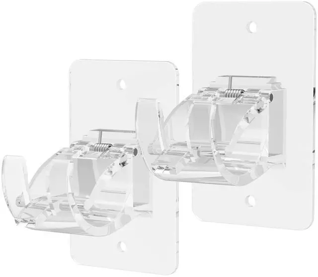 Main image of No Drill Curtain Brackets, Self-Adhesive Rods, Adjustable Curtain Hooks for Rods Under 1.57 Inch (Transparent)
