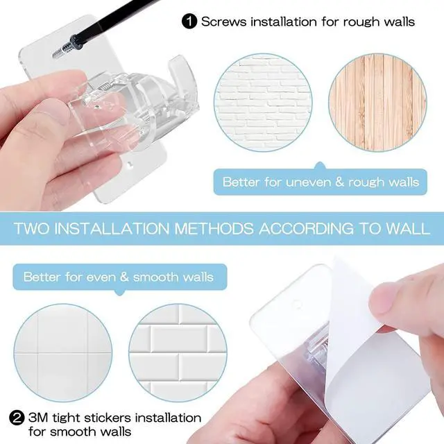 Alt view image 5 of 7 - No Drill Curtain Brackets, Self-Adhesive Rods, Adjustable Curtain Hooks for Rods Under 1.57 Inch (Transparent)