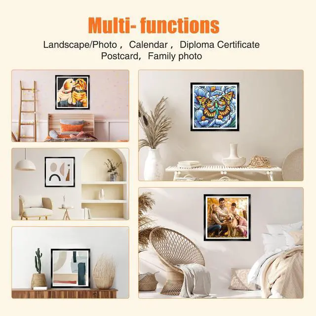 Alt view image 5 of 7 - Upgraded 2Pack Diamond Painting Frames, Frames for 35x35cm Diamond Painting Canvas, Magnetic Diamond Art Frame Self-Adhesive, Diamond Painting Frames with Hooks for Wall Window Door (Black)