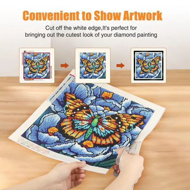 Alt view image 3 of 7 - Upgraded 2Pack Diamond Painting Frames, Frames for 35x35cm Diamond Painting Canvas, Magnetic Diamond Art Frame Self-Adhesive, Diamond Painting Frames with Hooks for Wall Window Door (Black)
