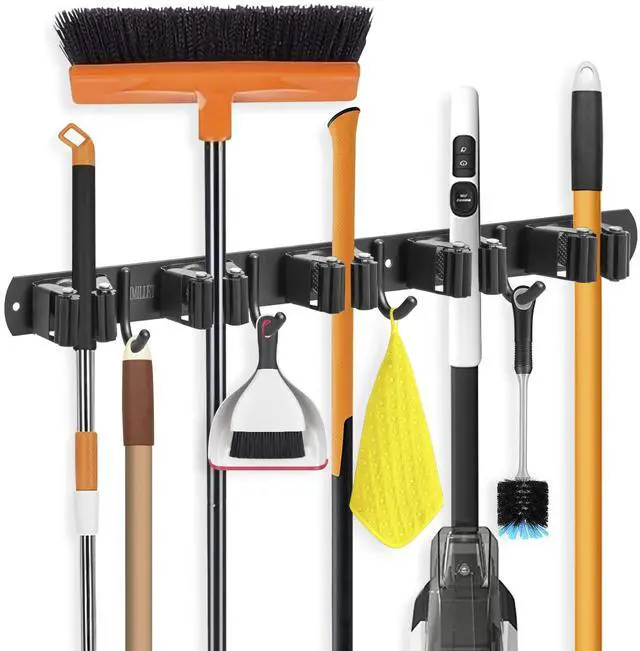 Main image of Broom Holder Wall Mount, Heavy Duty Garage Organization Mop Hanger