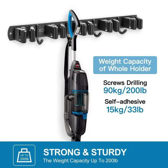 Alt view image 4 of 7 - Broom Holder Wall Mount, Heavy Duty Garage Organization Mop Hanger