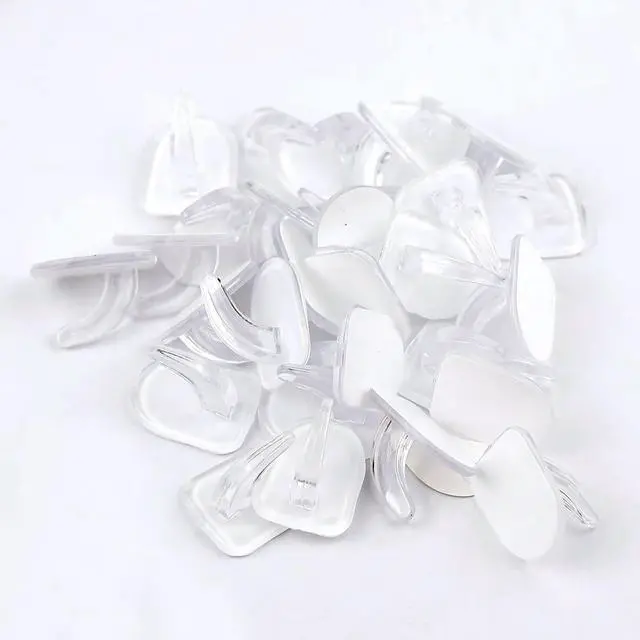 Alt view image 4 of 5 - Pieces Small Seamless Clear Adhesive Wall Hooks for Hanging, Transparent Sticky Hooks for Bathroom Bedroom Kitchen