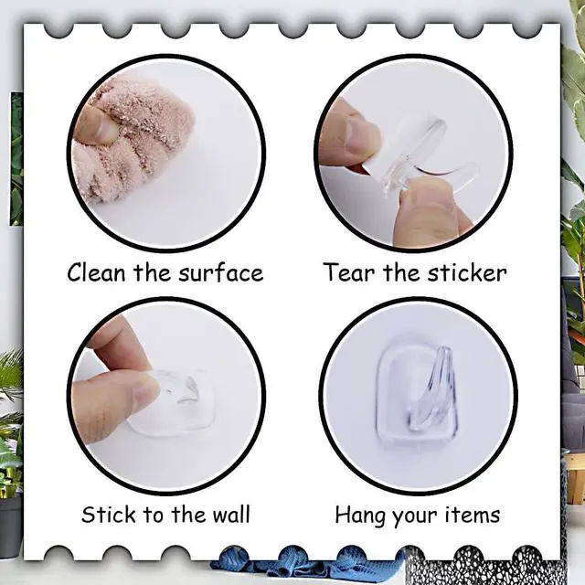 Alt view image 3 of 5 - Pieces Small Seamless Clear Adhesive Wall Hooks for Hanging, Transparent Sticky Hooks for Bathroom Bedroom Kitchen