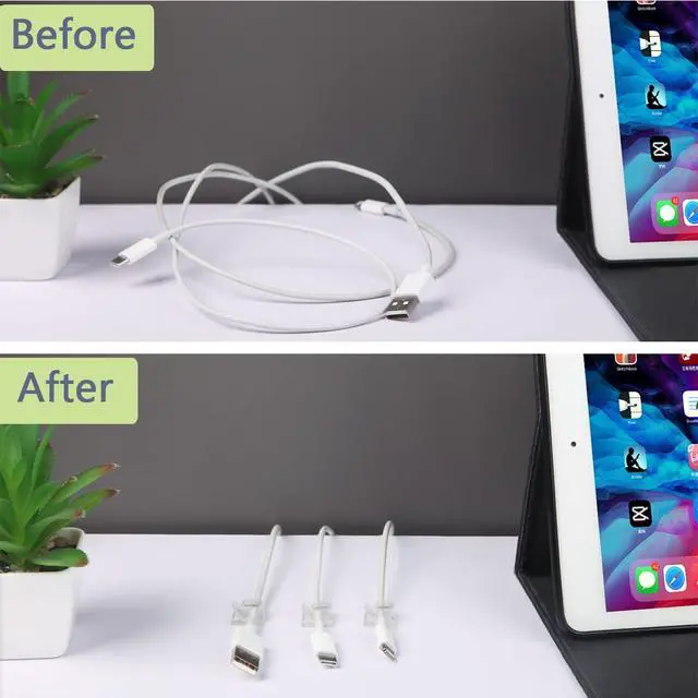 Alt view image 3 of 7 - Cable Clips, KGROTE Outdoor Wire Clips Adhesive Cable Hooks Cord Organizer Holder Christmas Light Clips for Desk, Wall Cable Management, String Lights, Fairy Lights, Decorations Hanging - Clear