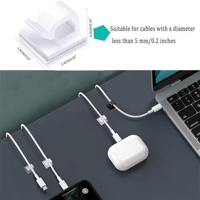 Alt view image 4 of 7 - Cable Clips, KGROTE Outdoor Wire Clips Adhesive Cable Hooks Cord Organizer Holder Christmas Light Clips for Desk, Wall Cable Management, String Lights, Fairy Lights, Decorations Hanging - Clear