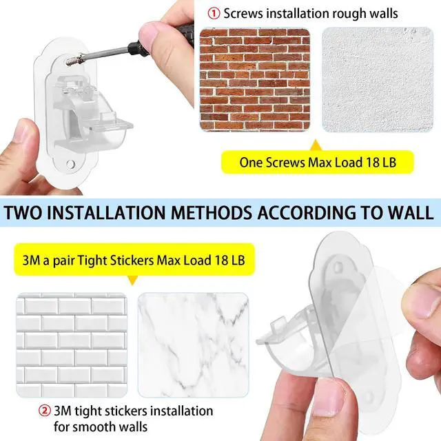 Alt view image 7 of 7 - No Drill Curtain Rod Brackets No Drill Needed Curtain Rod Holders, Adhesive Curtain Rod HolderMultipurpose Nail Free Stick on Curtain Rod Hooks Self Adhesive Rod Holder HooksClear 4Pcs