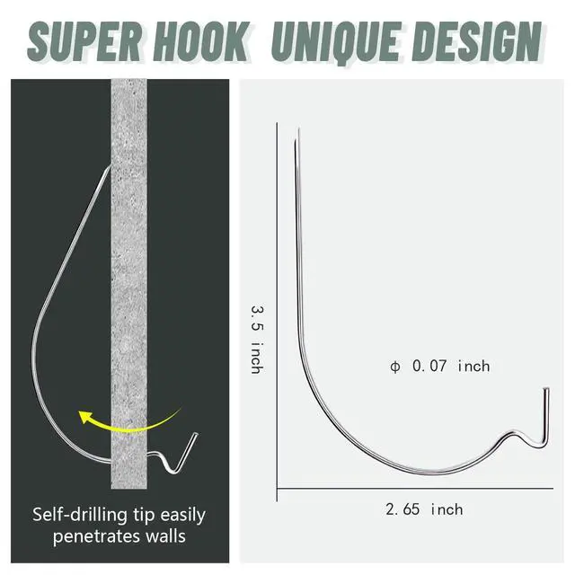 Alt view image 2 of 7 - Super Hook Picture Hangers and Office Pack, Drywall Hooks for Hanging Pictures, Wall Hooks, Picture Hangers, Picture Hanging KitHang Art, Clock, Shelves, Mirrors