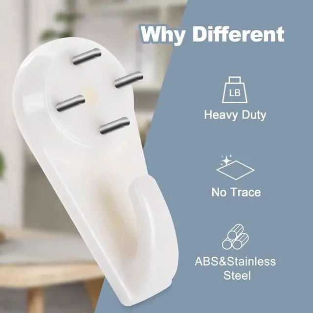 Alt view image 5 of 7 - Picture Hangers Hanging Kit, Heavy Duty Hooks Without Drilling