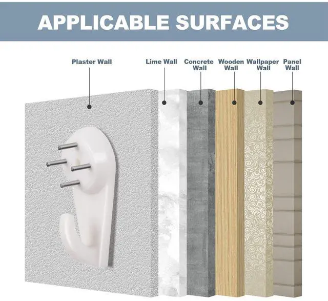Alt view image 6 of 7 - Picture Hangers Hanging Kit, Heavy Duty Hooks Without Drilling