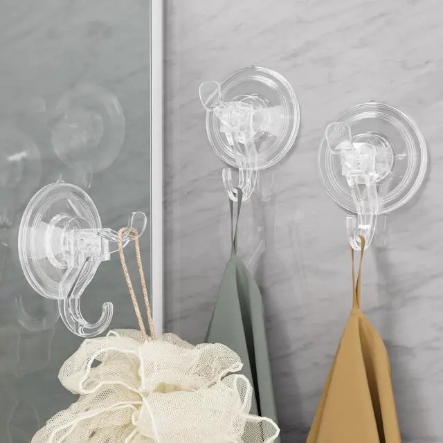 Alt view image 2 of 7 - Suction Cup Hooks, Clear Suction Cup Hanger, Removable Small Suction Cups for Shower, Bathroom, Glass, Door, Windows, Kitchen-Max Hanging up to 11 lbs on Smooth Surface