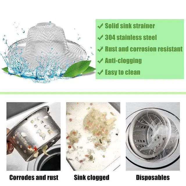 Alt view image 3 of 7 - Mesh Sink Strainer, 4.5" Diameter Stainless Steel Slop Basket Filter Trap, Metal Kitchen Drain Strainer, Hair Basket Drain - Fits Most Kitchen Sinks, Bathroom Sinks,Shower Drains,Floor Drain