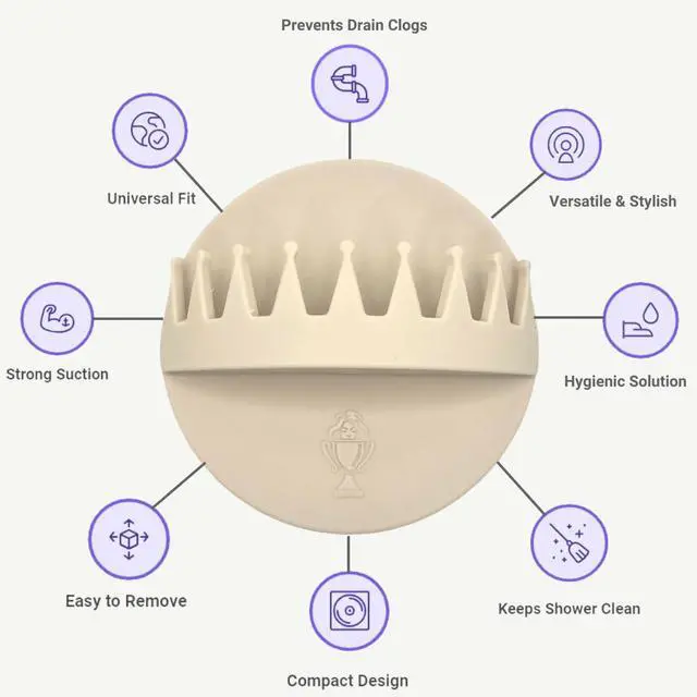 Alt view image 6 of 6 - Hair Catcher, Wall-Mount Suction Hair Collector. Silicone Catcher for Bath & Shower (Beige)