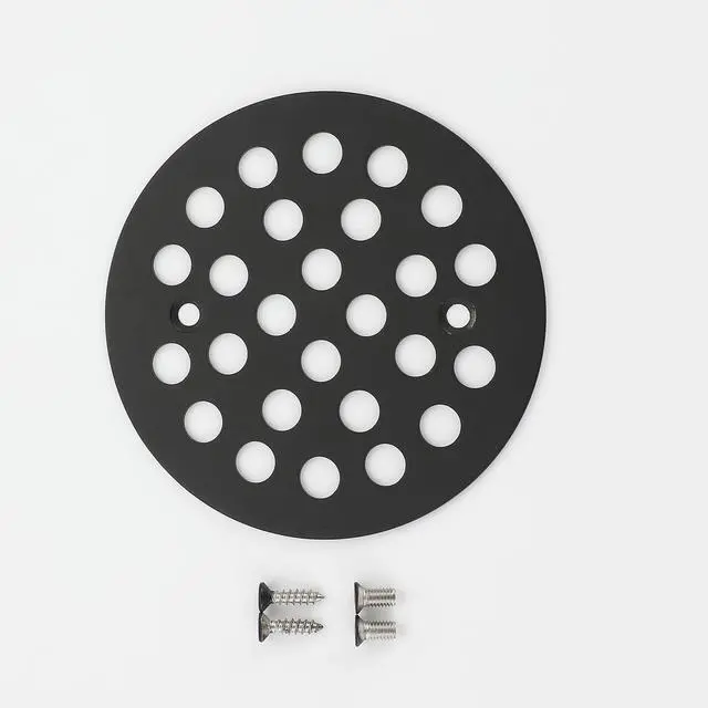 Alt view image 4 of 4 - Screw-in 4-1/4 inch Round Shower Drain Cover, 304 Stainless Steel, Suitable for Replacing Floor Drain Unit Drain Filter Screen Matte Black