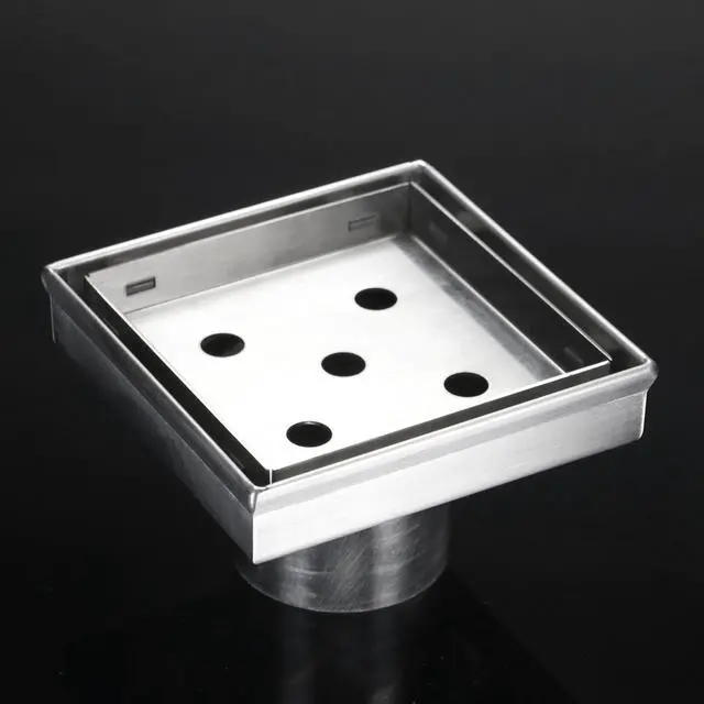 Alt view image 4 of 7 - lnch Square Shower Drain with Tile Insert Grate, Brushed