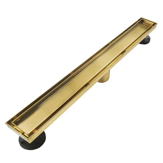 Alt view image 2 of 7 - Gold Linear Shower Drain,2-in-1 Flat& Tile Insert Cover