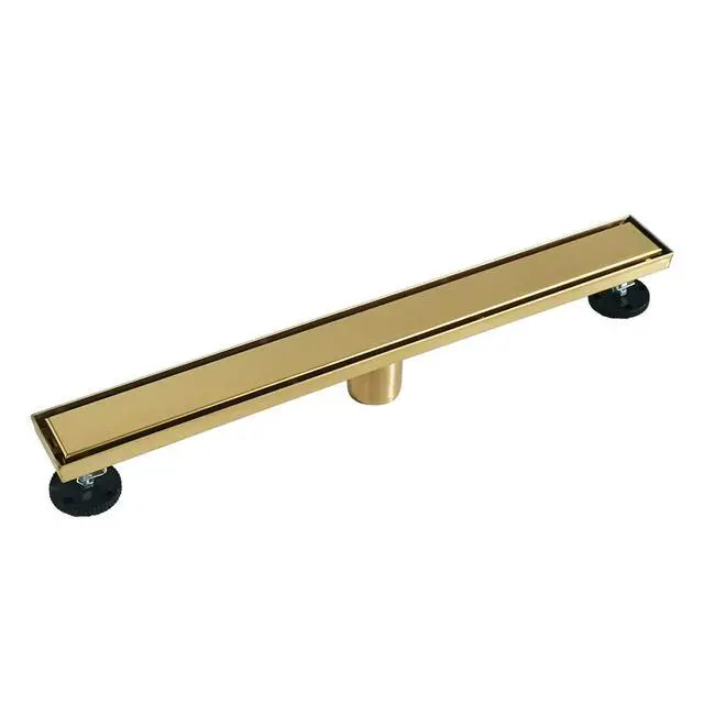 Alt view image 5 of 7 - Gold Linear Shower Drain,2-in-1 Flat& Tile Insert Cover