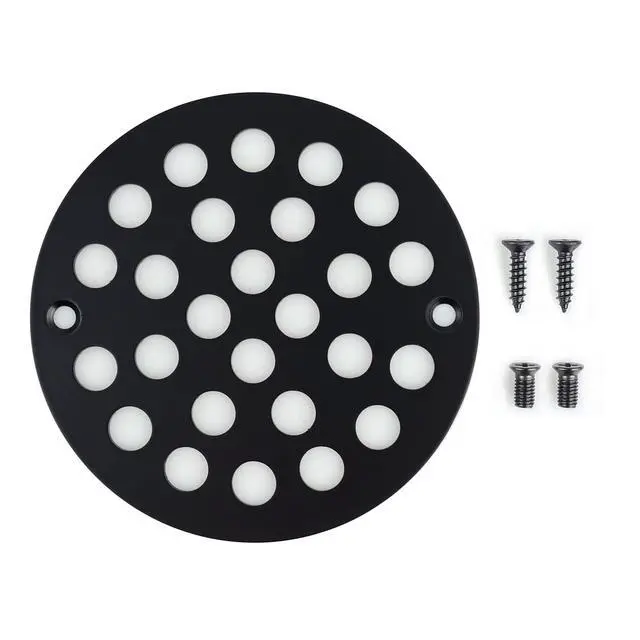 Alt view image 4 of 4 - Inch Screw-in Round Shower Drain Cover Replacement Floor Drainer with Screws (Black)