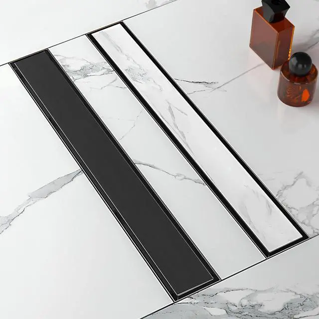 Main image of 24 Inch Linear Shower Drain-Matte Black, with Tile Insert Grate