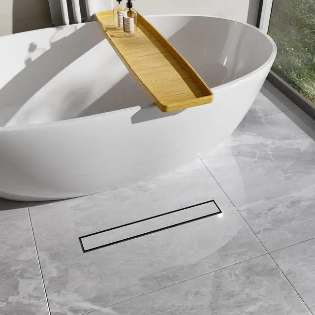 Alt view image 2 of 7 - 24 Inch Linear Shower Drain-Matte Black, with Tile Insert Grate