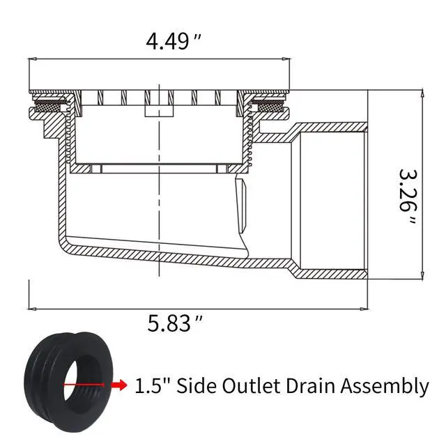Alt view image 3 of 6 - PVC 2''Side Outlet Drain Assemblyfor Low Profile Shower Drain Trap and Shower Base Drain.