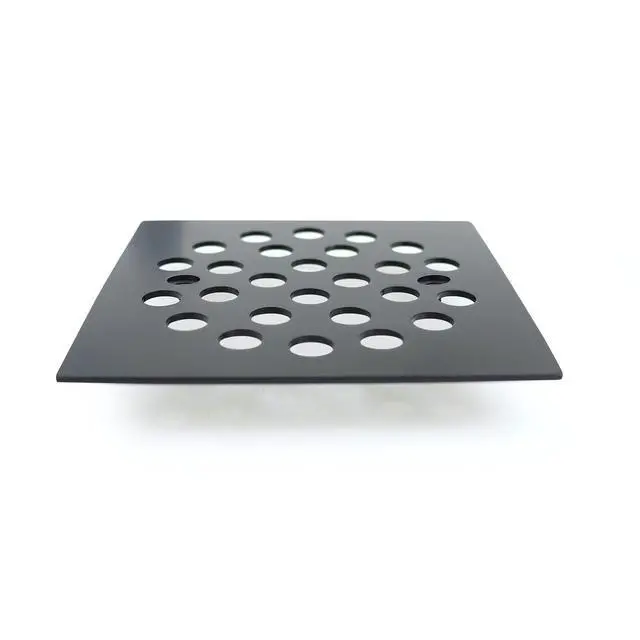 Alt view image 2 of 4 - Inch Screw-in Square Floor Drain Cover Replacement Shower Grates with Screws (Black)