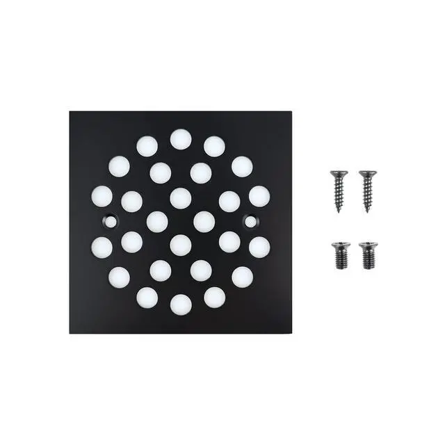 Alt view image 3 of 4 - Inch Screw-in Square Floor Drain Cover Replacement Shower Grates with Screws (Black)