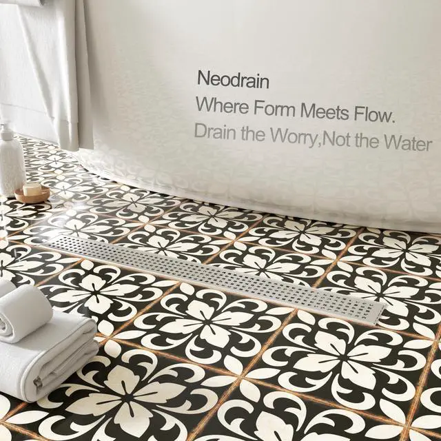 Alt view image 4 of 7 - Linear Shower Drain, Polished 304 SS Bathroom Linear Drain