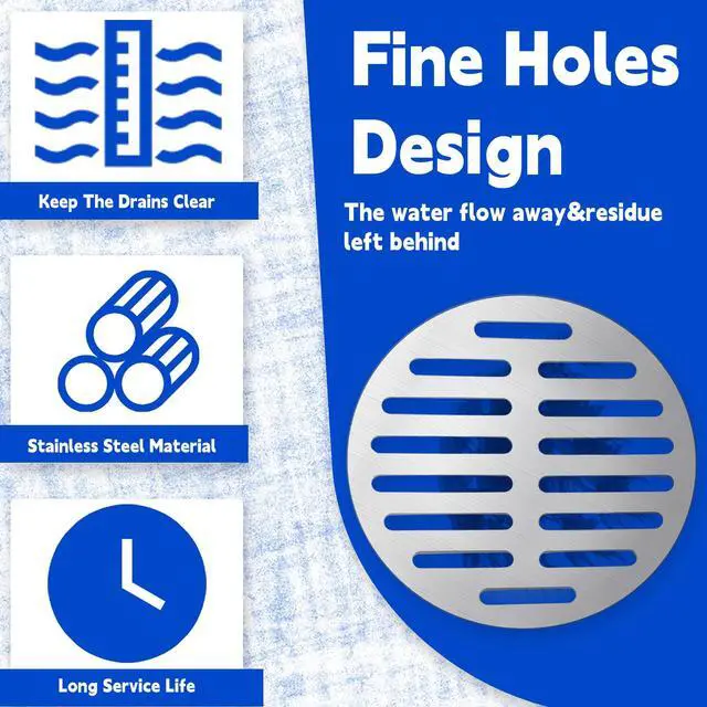 Alt view image 3 of 7 - Round Stainless Steel Floor Drain Cover 6 Inch, 14 Hole Silver Tone